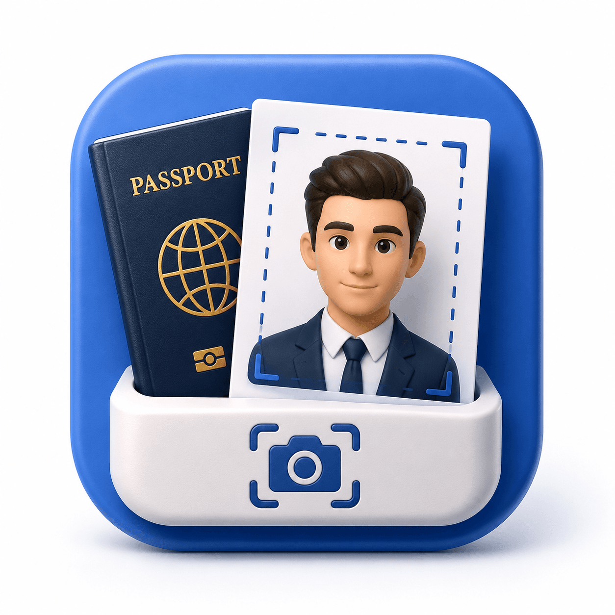 Passport Photo Maker — 3.5×4.5cm passport photos: AI background removal, crop, print sheets (4×6 & A4), PDF/JPEG at 300 DPI.